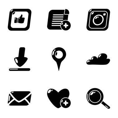 Aşk posta Icons set, basit tarzı