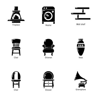 Ev atmosferi Icons set, basit tarzı