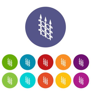 Metal çit simgeler kümesi vektör renk