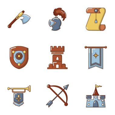 Şövalye Icons set, karikatür tarzı
