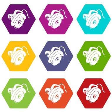 9 vektör daire testere Icons set