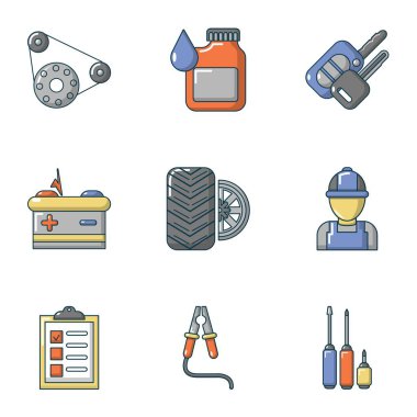 Makine Icons set, karikatür tarzı tamiri