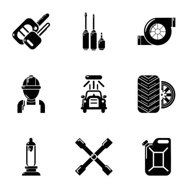 Yolcu araba Icons set, basit tarzı