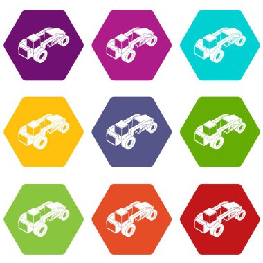 Ağır yük kamyonu simgeler 9 vektör ayarla