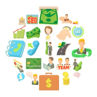 Sözleşme iş Icons set, karikatür tarzı