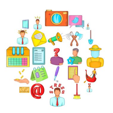 İş vacancy Icons set, karikatür tarzı