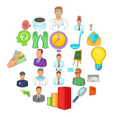 İş teklif Icons set, karikatür tarzı