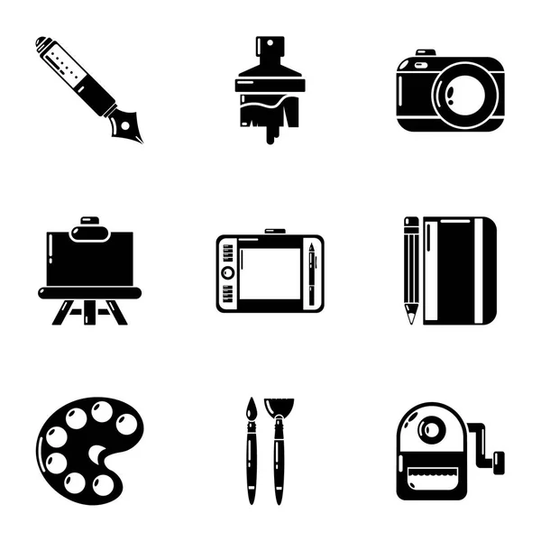 Painting work icons set, simple style — Stock Vector