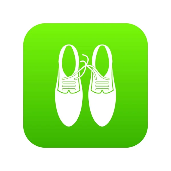 Atado cordones en zapatos broma icono digital verde — Vector de stock