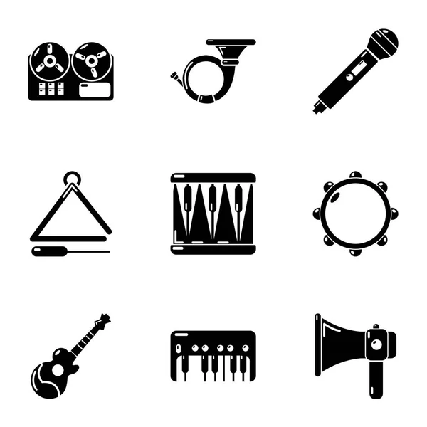 Ensemble d'icônes musicales scéniques, style simple — Image vectorielle