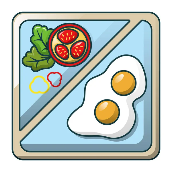 Egg on tray icon, cartoon style — Stock Vector