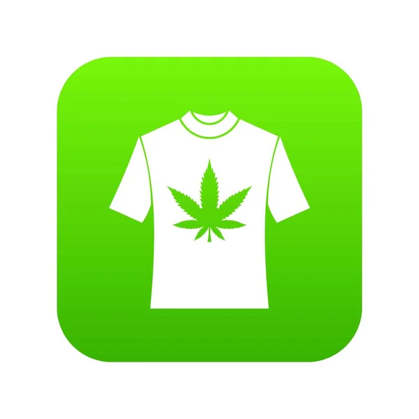 T-shirt met print van cannabis pictogram digitale groen — Stockvector