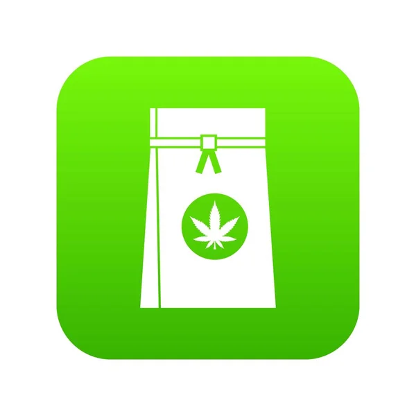 Tas met cannabis pictogram digitale groen — Stockvector