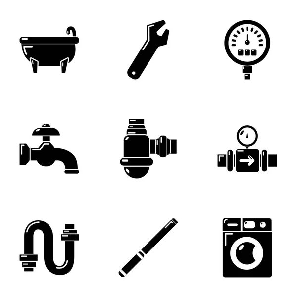 Plumbing icons set, simple style — Stock Vector