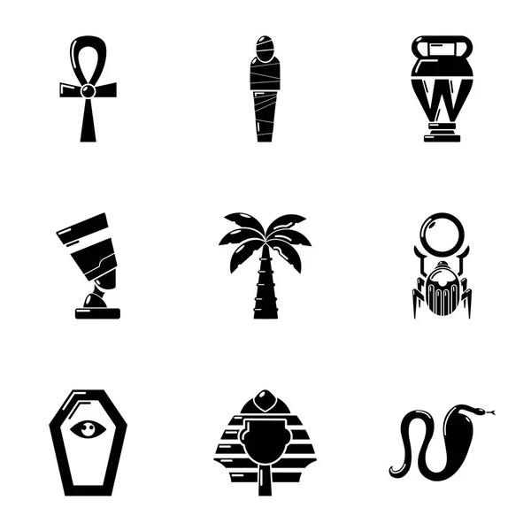 Egyptian style icons set, simple style — Stock Vector