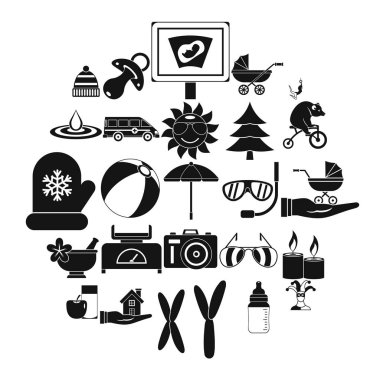 Gevşeme Icons set, basit tarzı