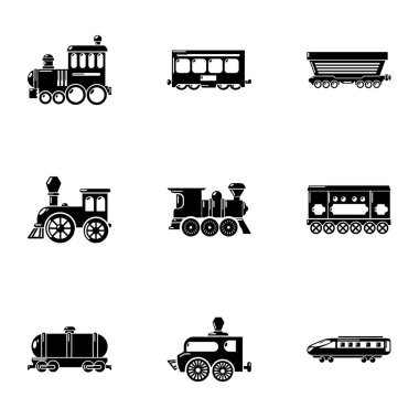 Demiryolu araç Icons set, basit tarzı