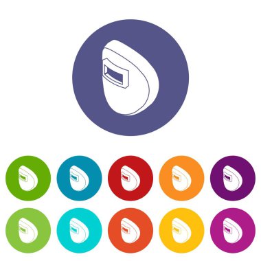 Beyaz arka plan üzerinde herhangi bir web tasarımı için vektör yuvarlak kaynak maskesi simgeler rengini ayarlamak