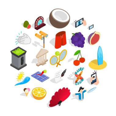 Sevinçlilik Icons set, izometrik stili