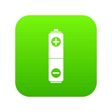 Pil simgesi dijital yeşil beyaz vektör illüstrasyon izole herhangi bir tasarım için