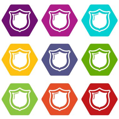 9 vektör Müzesi kalkan Icons set