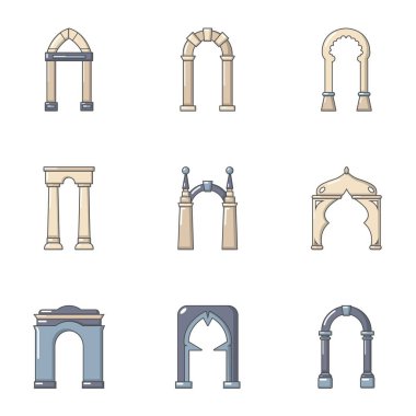 Tonozlu Icons set, karikatür tarzı