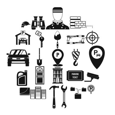 Somun anahtarı Icons set, basit tarzı