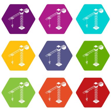 9 vektör kule vinç Icons set