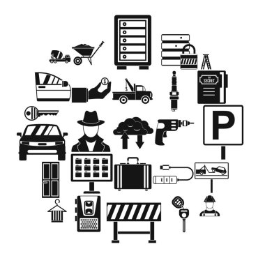 İngiliz anahtarı Icons set, basit tarzı