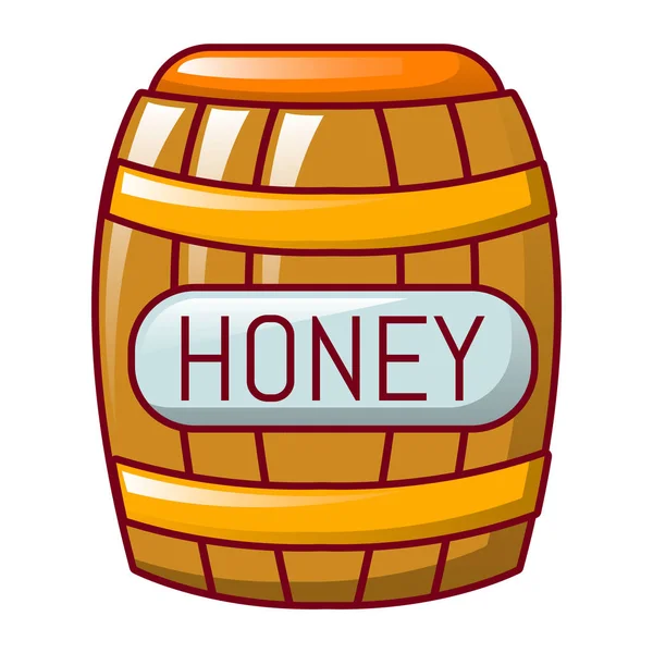 Madera icono barril de miel, estilo de dibujos animados — Archivo Imágenes Vectoriales