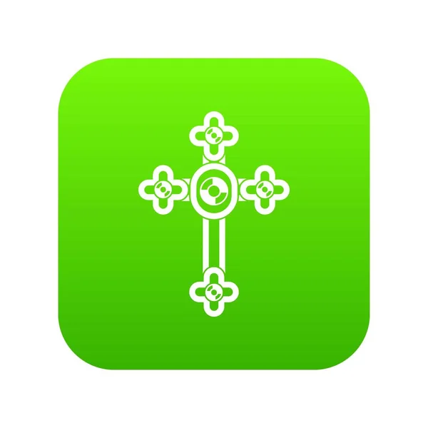 Cross with diamonds icon digital green — Stock Vector