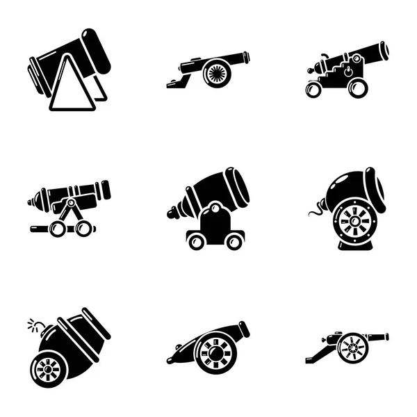 Conjunto de iconos de cañón, estilo simple — Vector de stock
