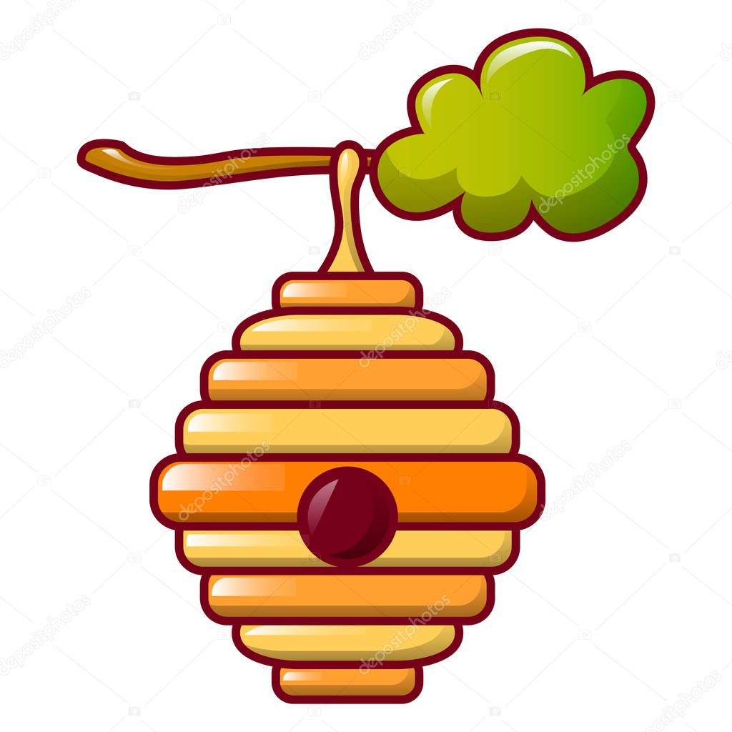 Bee hive icon, cartoon style