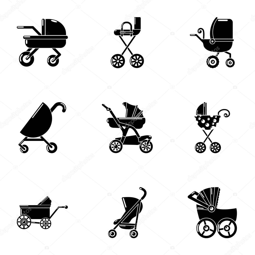 Sidecar icons set. Simple set of 9 sidecar vector icons for web isolated on white background