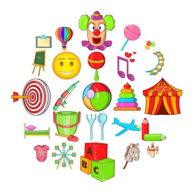 Okul Icons set, karikatür tarzı