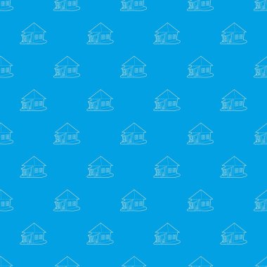 Bungalov desen vektör kesintisiz mavi