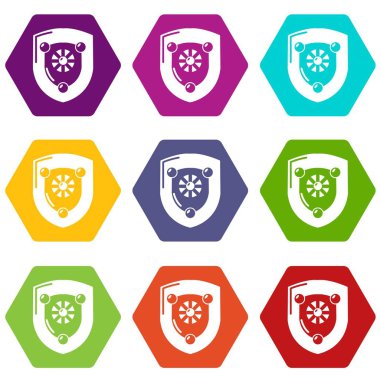 9 vektör antika kalkan Icons set