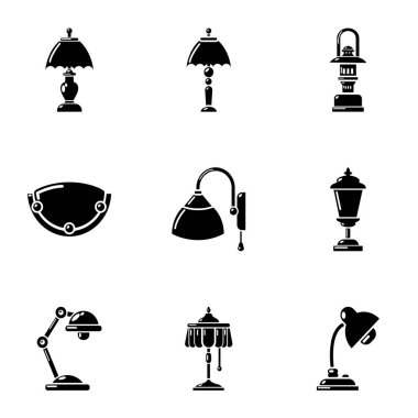 Işık fikstür Icons set, basit tarzı