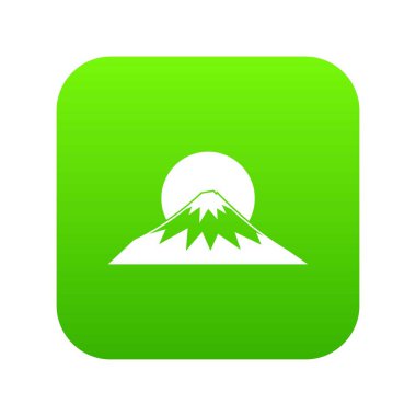 Güneş ve dağ simgesini dijital yeşil