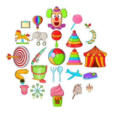 Okul saat Icons set, karikatür tarzı