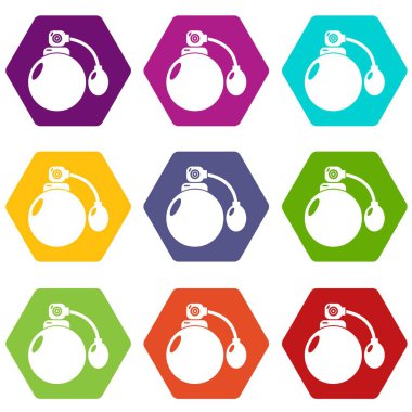 9 vektör Retro parfüm şişe Icons set