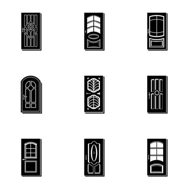 Cam kapı Icons set, basit tarzı