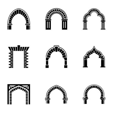 Yüksek kemer Icons set, basit tarzı