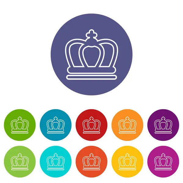 Britain crown icons set vector color — Stock Vector