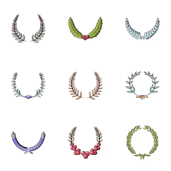 Tiara iconen set, cartoon stijl — Stockvector