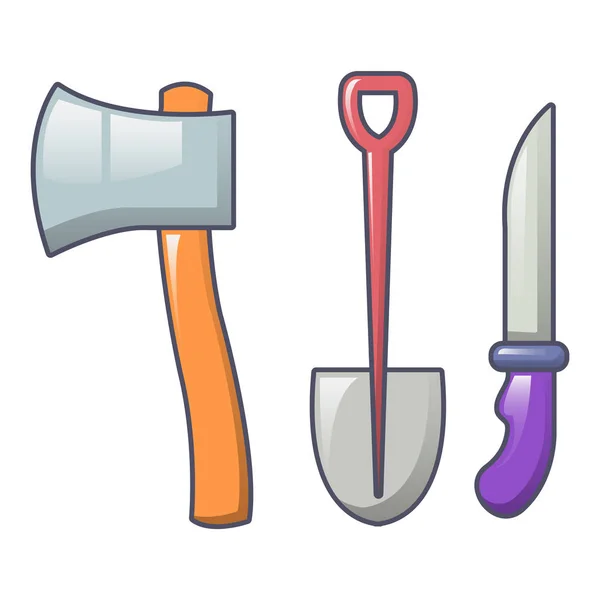 Топор, лопата, икона ножа, стиль мультфильма — стоковый вектор