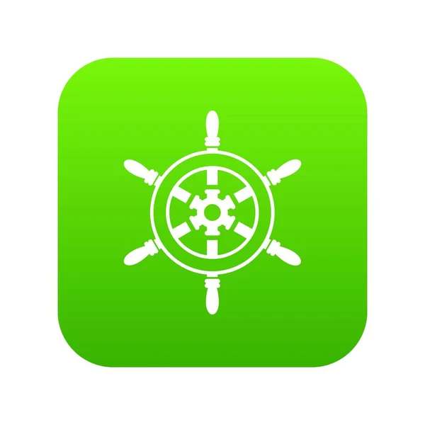 Wiel van schip pictogram digitale groen — Stockvector