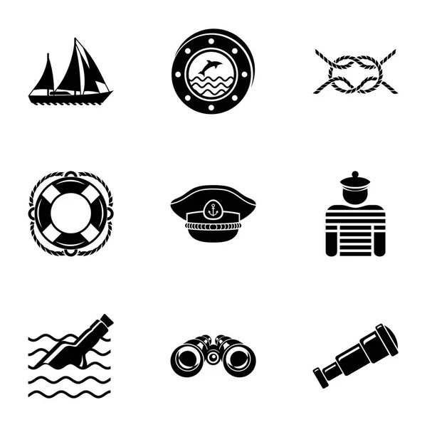Робота на наборі морських іконок, простий стиль — стоковий вектор