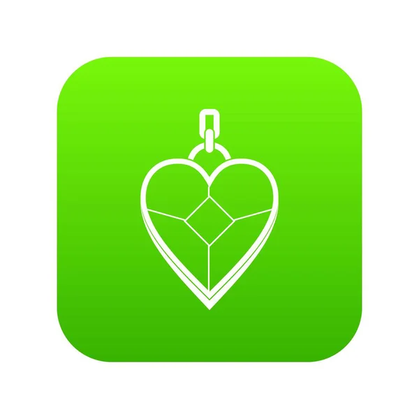 Kalp şeklinde kolye simgesi dijital yeşil — Stok Vektör