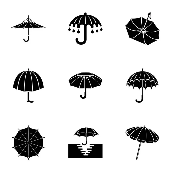 Regenschirm-Icons Set, einfacher Stil — Stockvektor